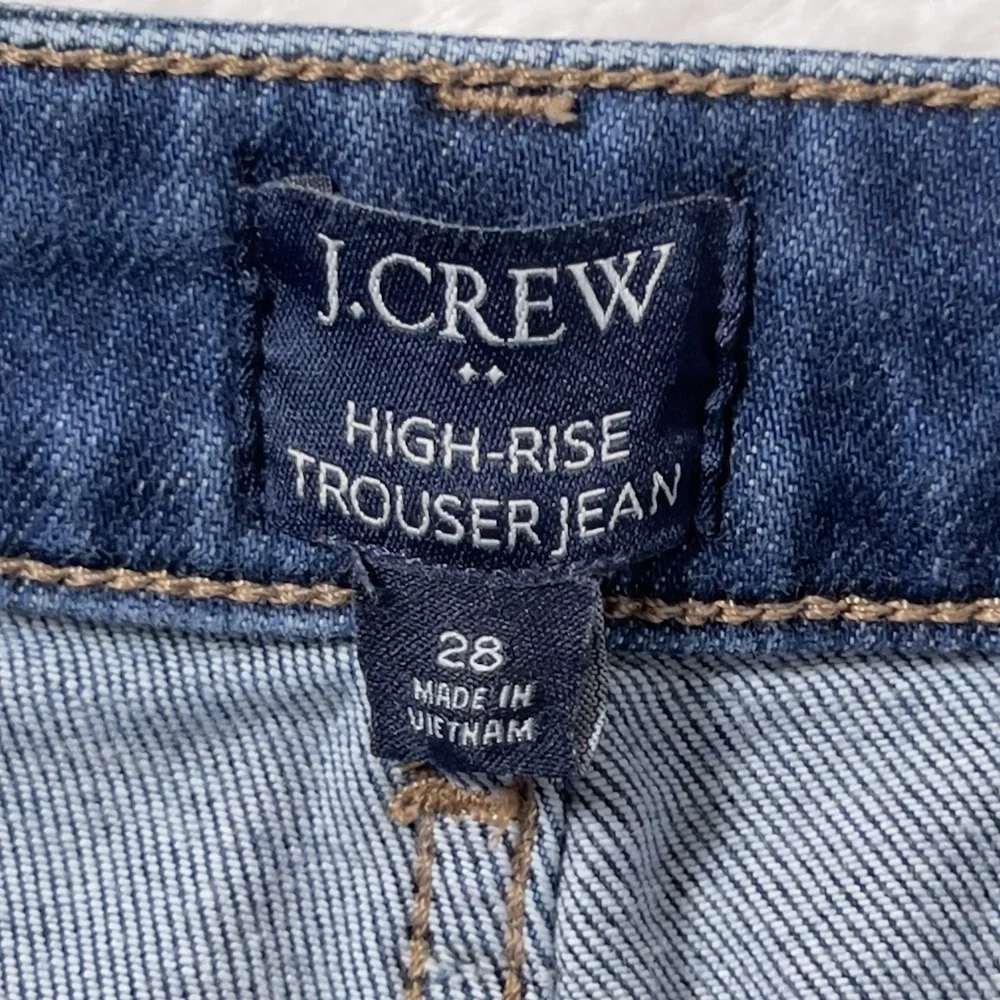 J. Crew High Rise Trouser Jeans Women Sz 28 Blue Wide‎ Leg Stretch